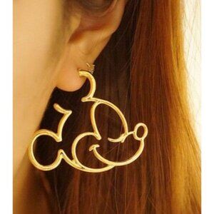 Mickey Mouse Silhouette Gold-Tone Statement Earrings With Stud Backs